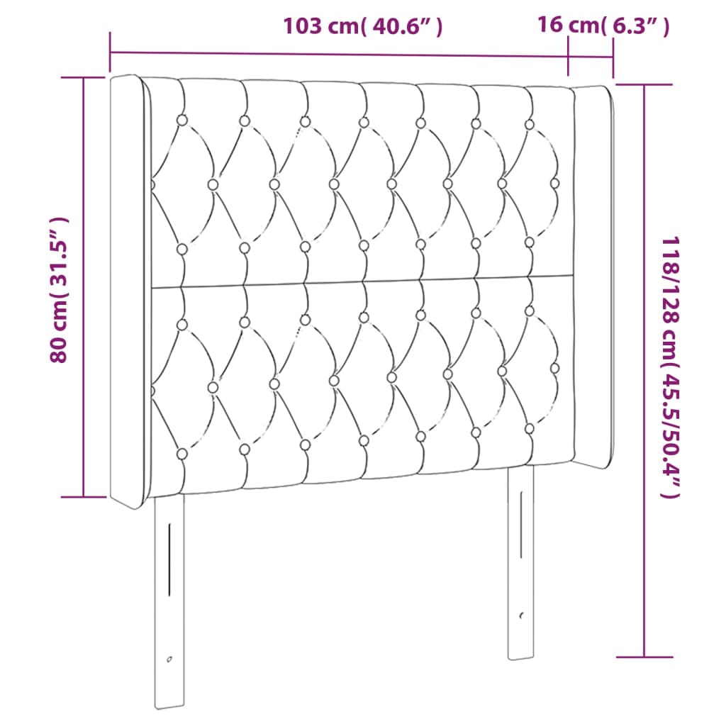 Kopfteil mit Ohren Dunkelblau 93x16x78/88 cm Samt