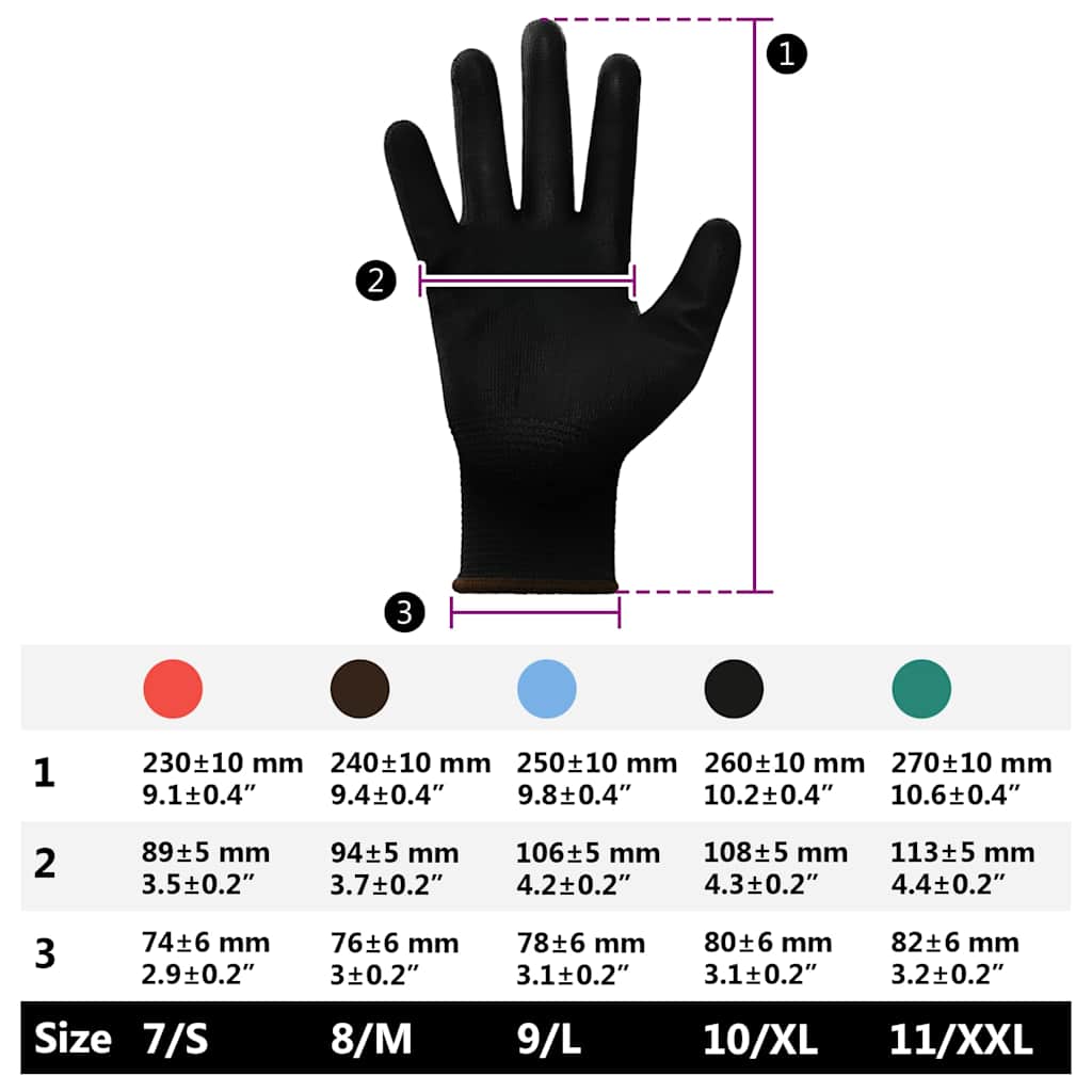 Arbeitshandschuhe 12 pcs Schwarz 7 / S Polyester