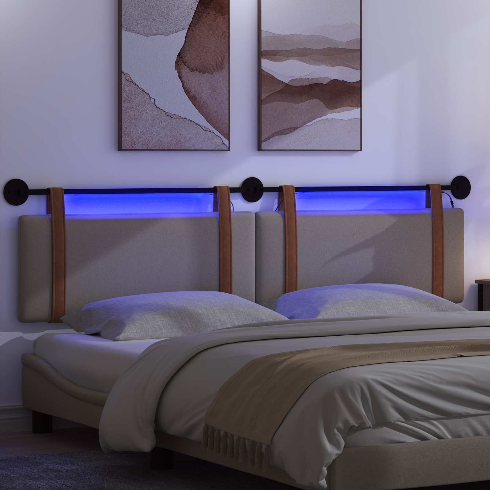 Hängendes Kopfteil Mit LED Licht Wolkengrau Antikes PU