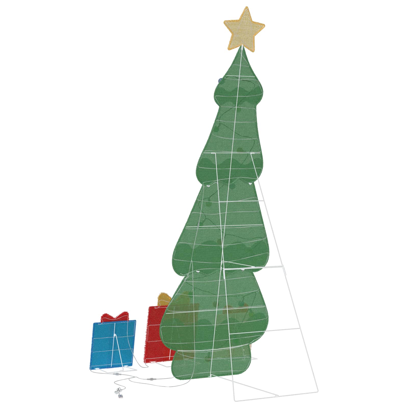 Beleuchteter Weihnachtsbaum mit 3 Geschenkboxen 2D Warm Weiß