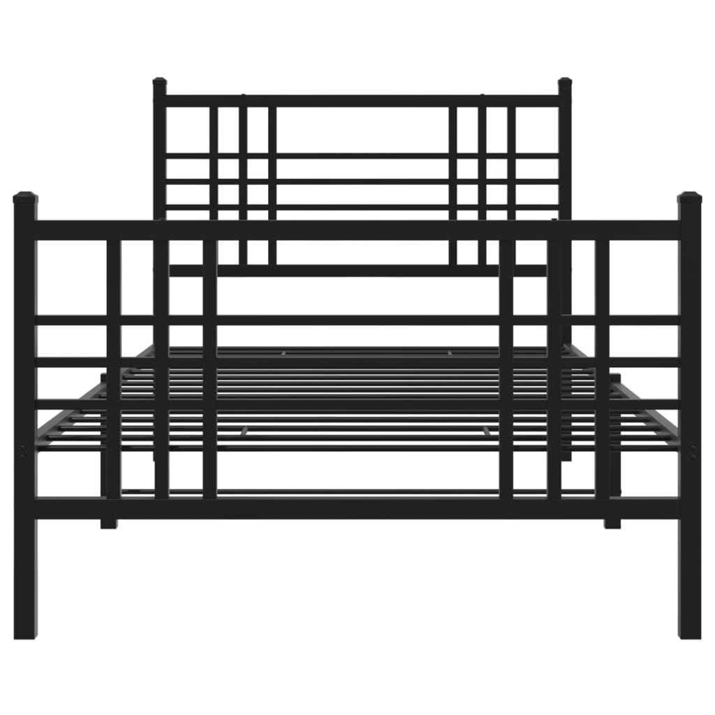 Bettgestell mit Kopf- und Fußteil Metall Schwarz 90x200 cm
