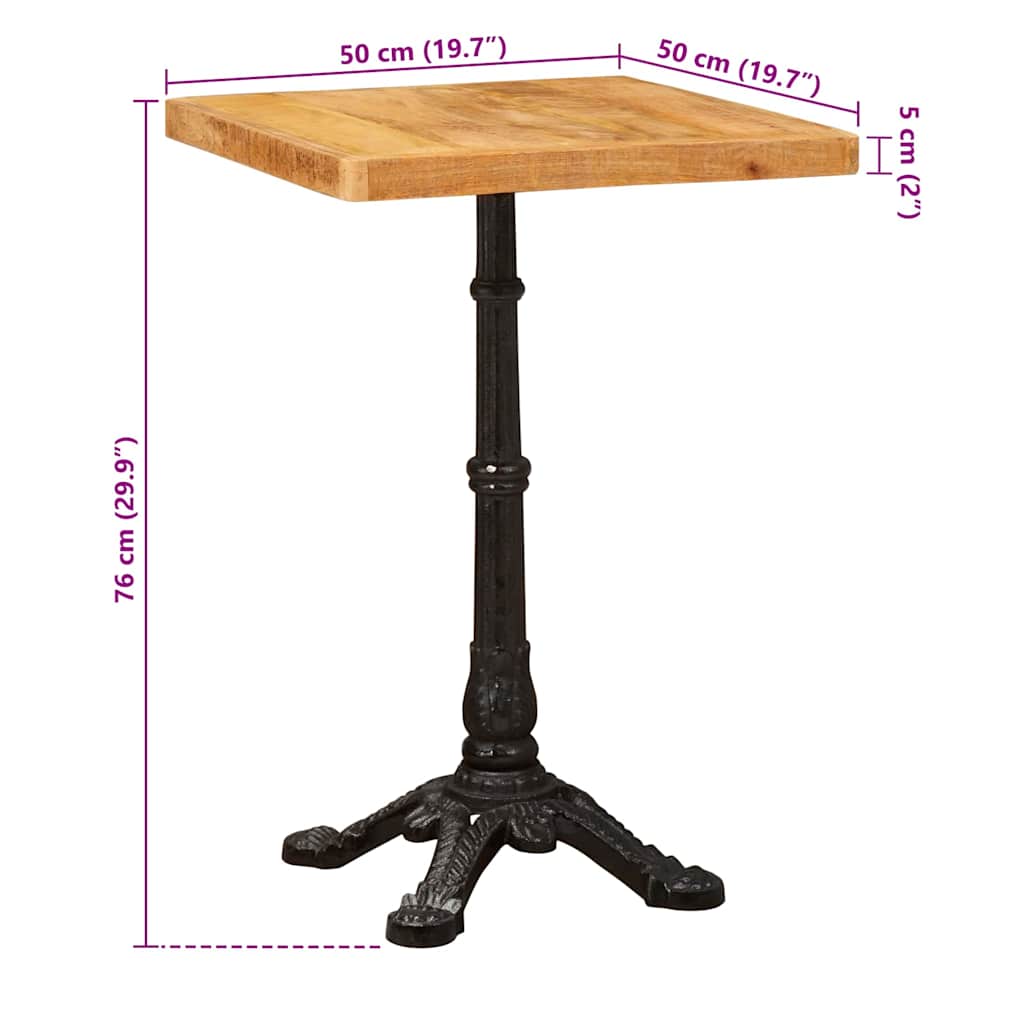Bistrotisch 60x60x77 cm Raues Mangoholz