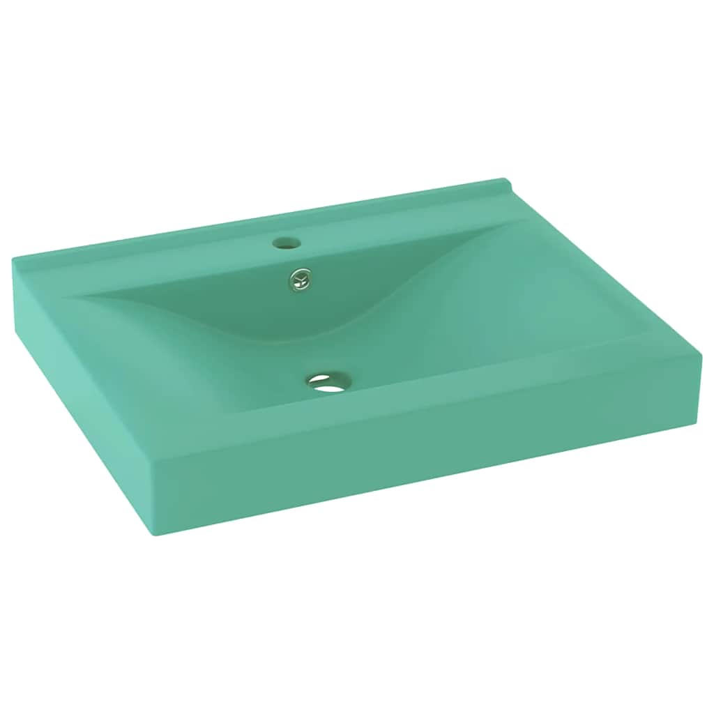 Luxus-Waschbecken mit Hahnloch Matt-Weiß 60x46 cm Keramik