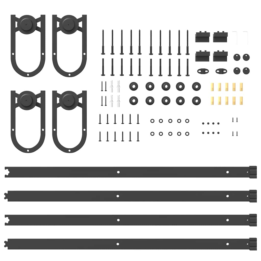 Schiebetürbeschlag-Set 183 cm Stahl Schwarz