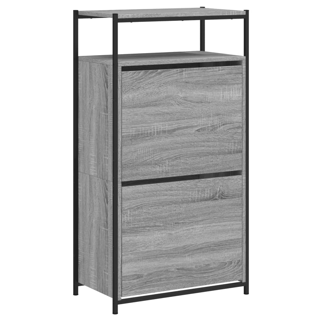 Schuhschrank mit 4 Klappen Sonoma-Eiche 100x34x112 cm