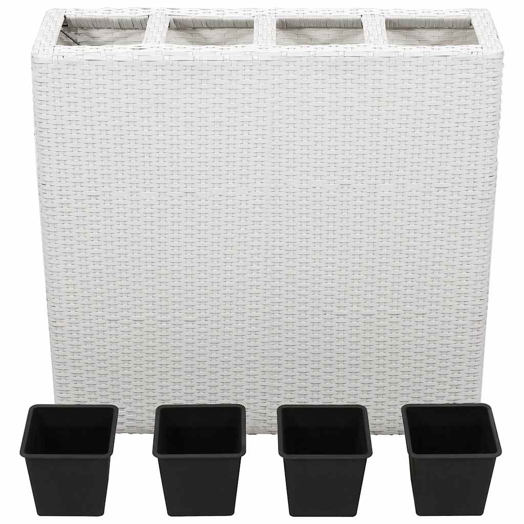 Garten-Hochbeet mit 4 Töpfen 2 Stk. Poly Rattan Grau