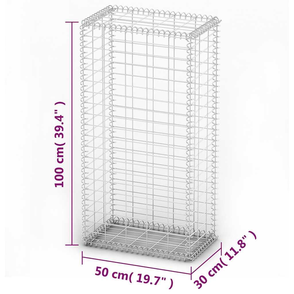 Steinkorb Gabione mit Deckeln Verzinkter Draht 100×30×30 cm