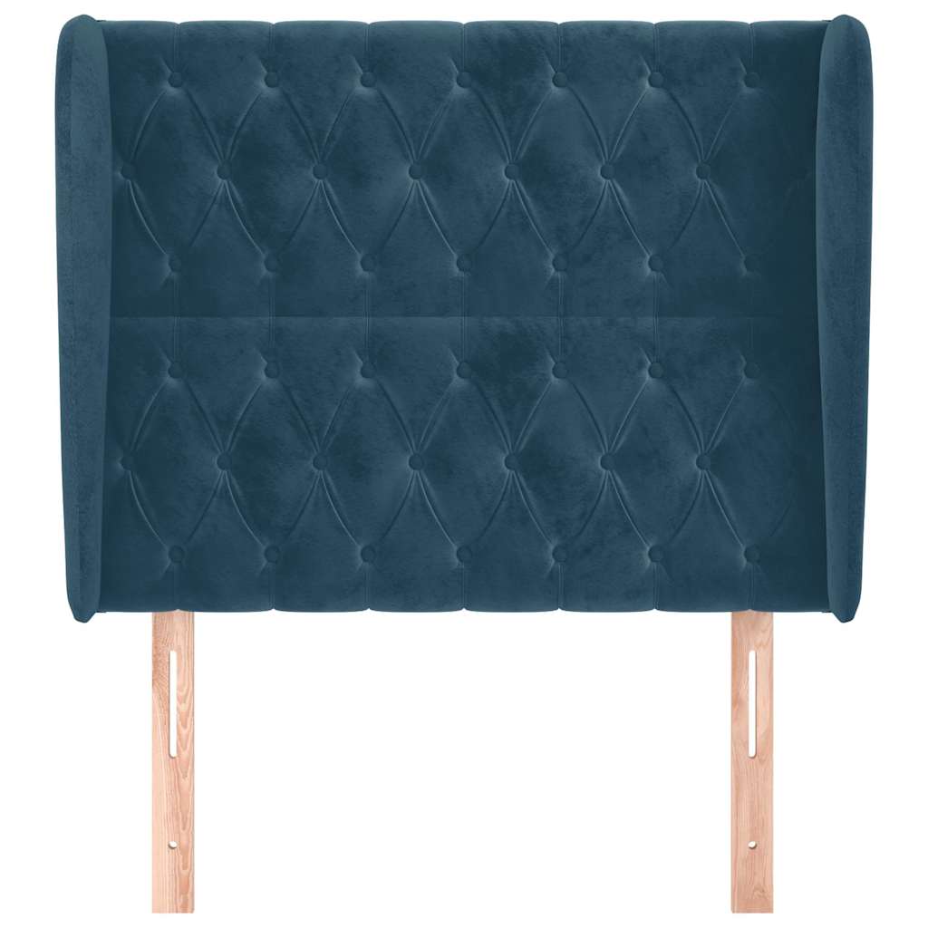 Kopfteil mit Ohren Dunkelblau 93x23x78/88 cm Samt