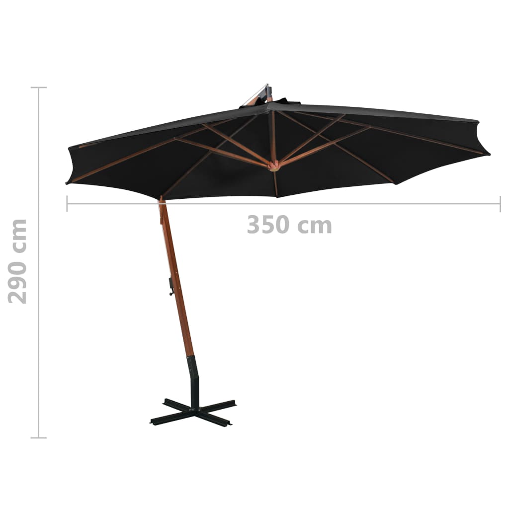 Ampelschirm mit Mast Anthrazit 3,5x2,9 m Massivholz Tanne