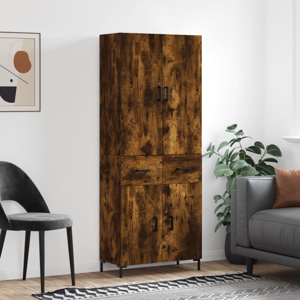 Highboard Betongrau 69,5x34x180 cm Holzwerkstoff