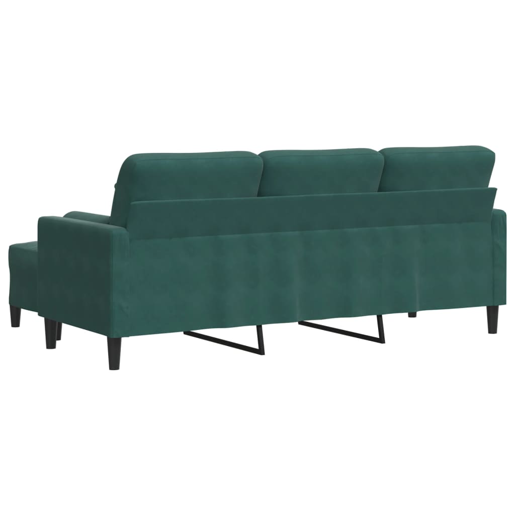 3-Sitzer-Sofa mit Hocker Hellgrau 180 cm Samt