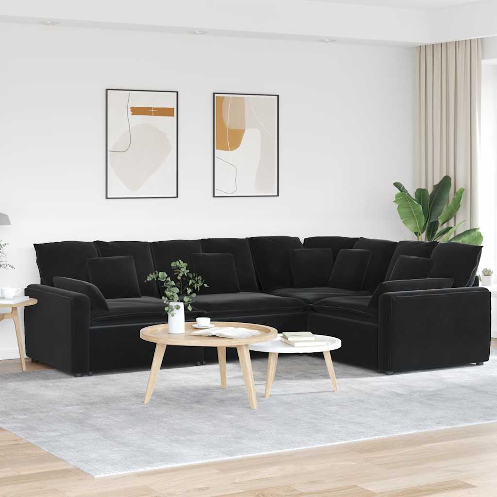 Modulares Sofa mit Kissen Samt Blau