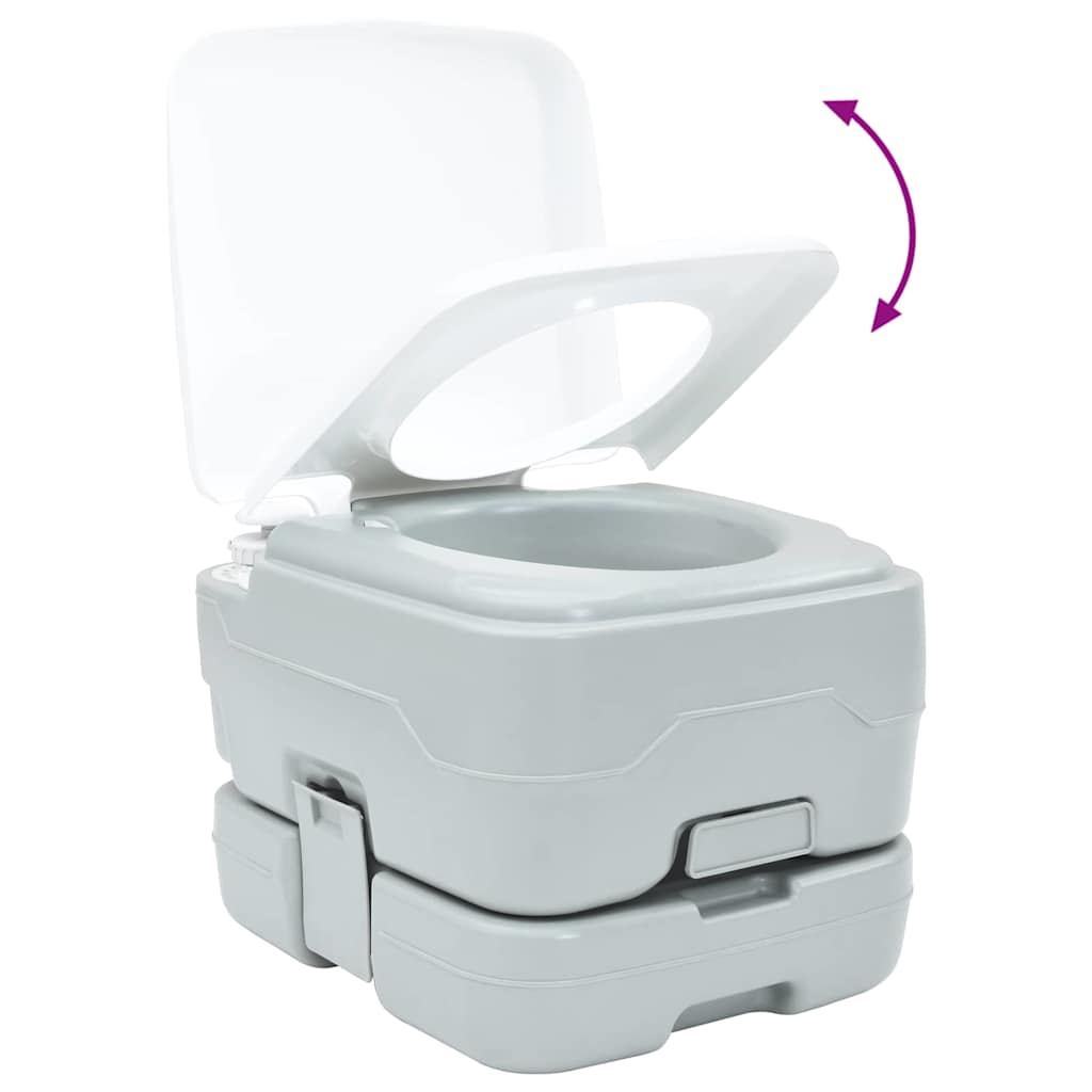 Camping-Toilette Grau und Weiß 41,5 x 36,5 x 37,5 cm