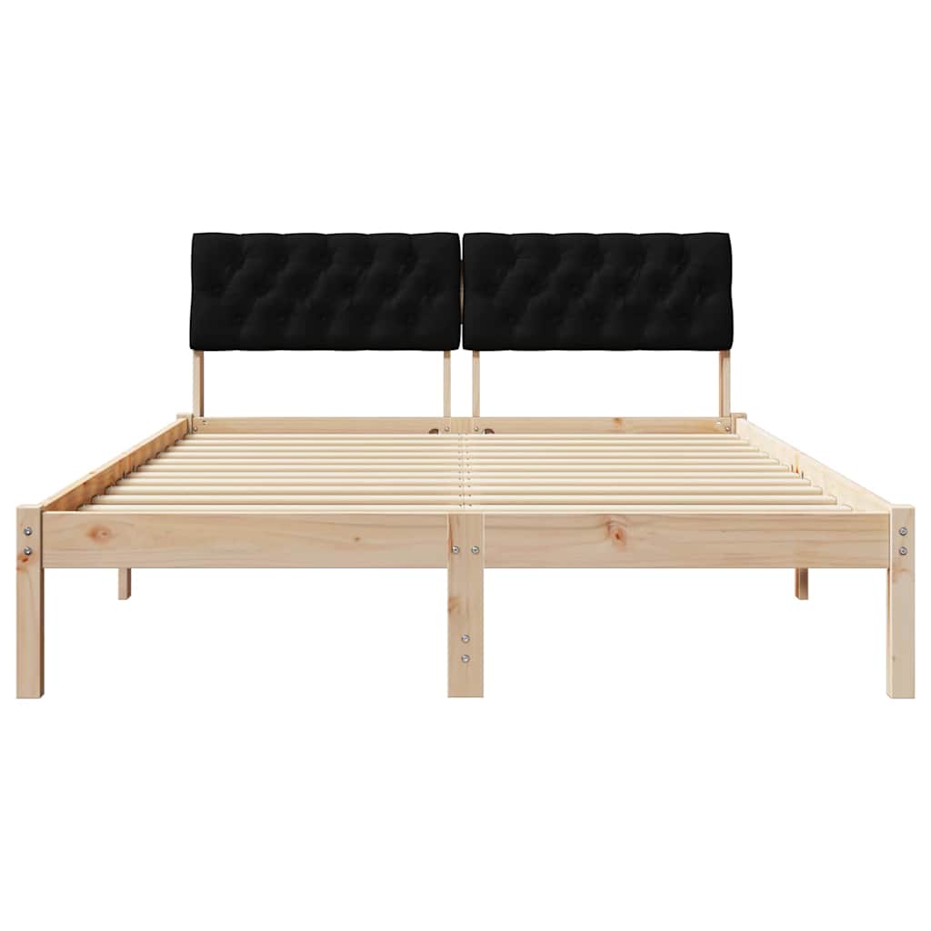 Bettgestell Braun und hellgrau 200 x 200 cm Massivholz Kiefer