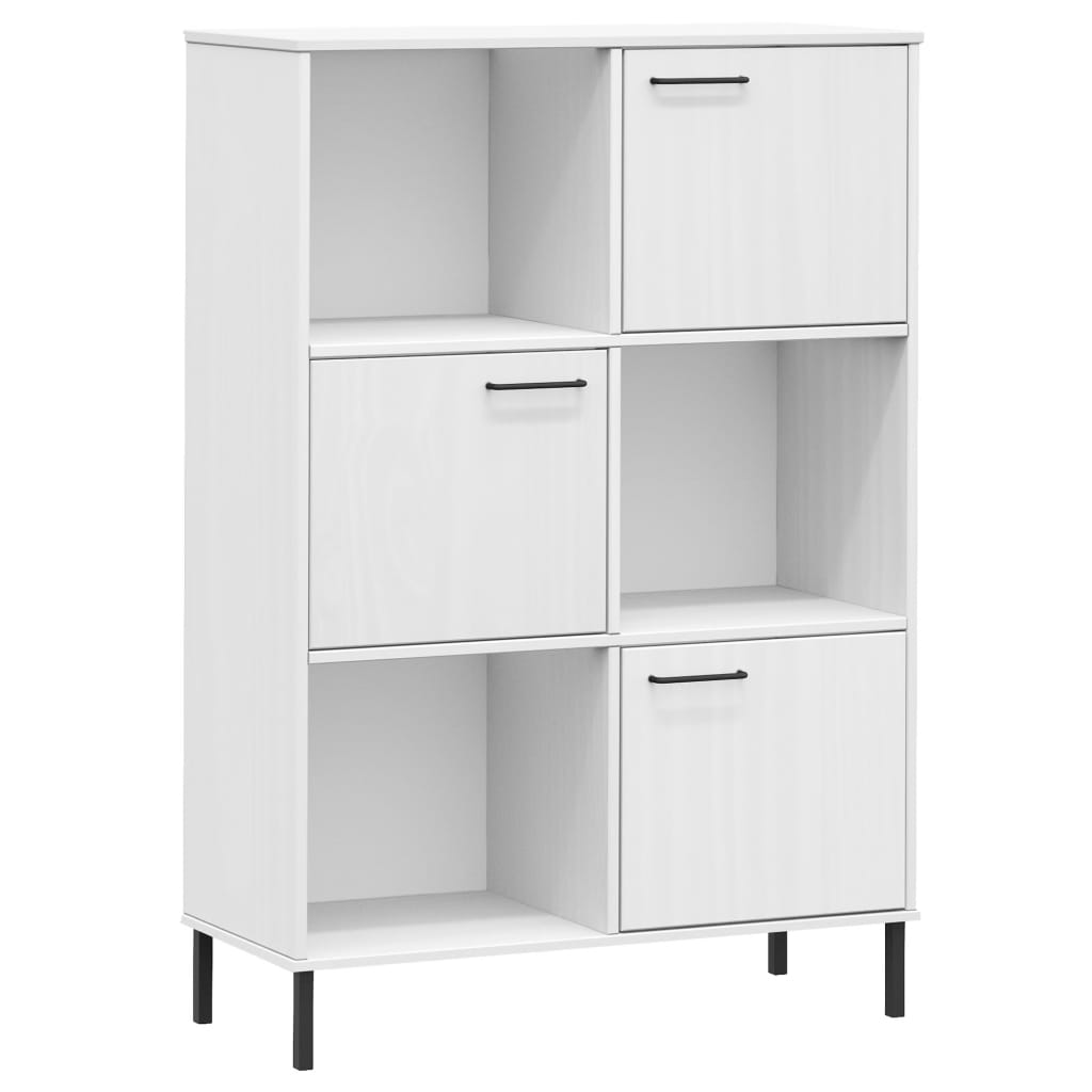 Bücherregal OSLO Metallbeine Braun 90x35x128,5 cm Massivholz