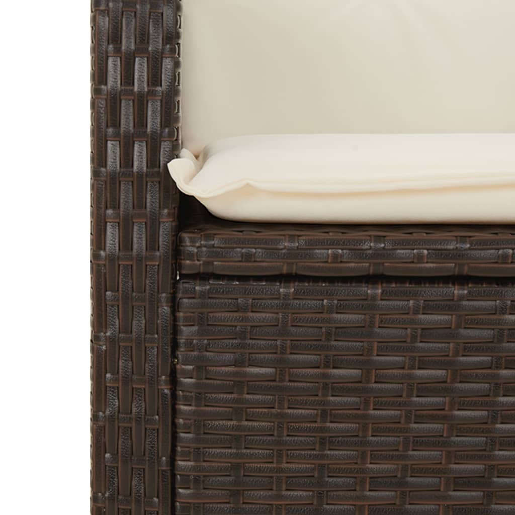 Gartensessel Verstellbar mit Kissen Schwarz Poly Rattan