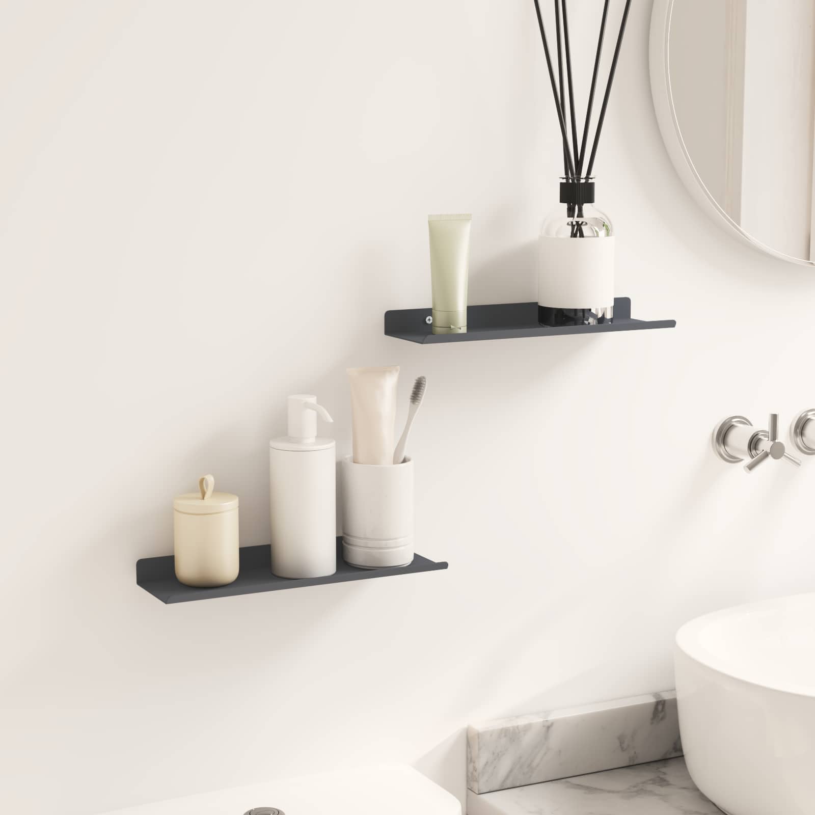 Schwebendes Regal 3 pcs Schwarz 40 x 9 x 2,5 cm Stahl