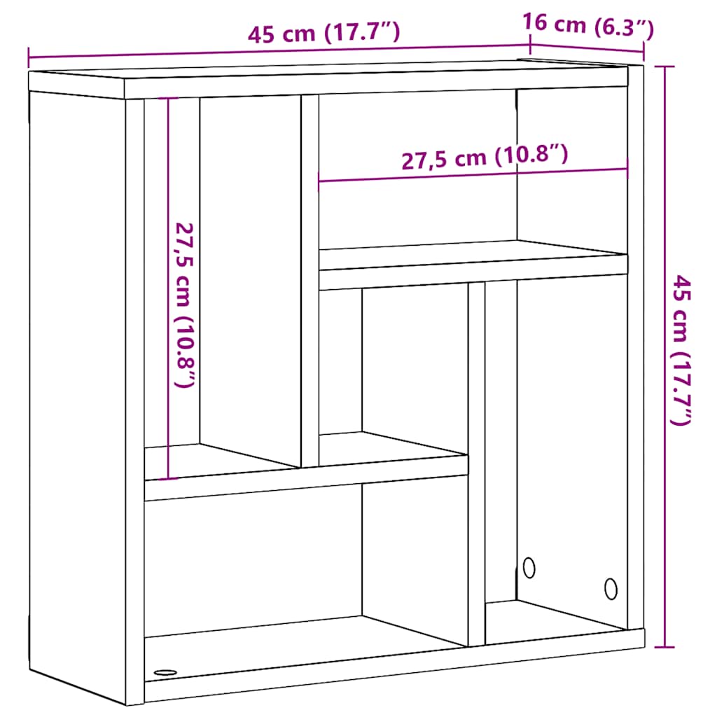 Wandregal Weiß 45,1x16x45,1 cm Holzwerkstoff