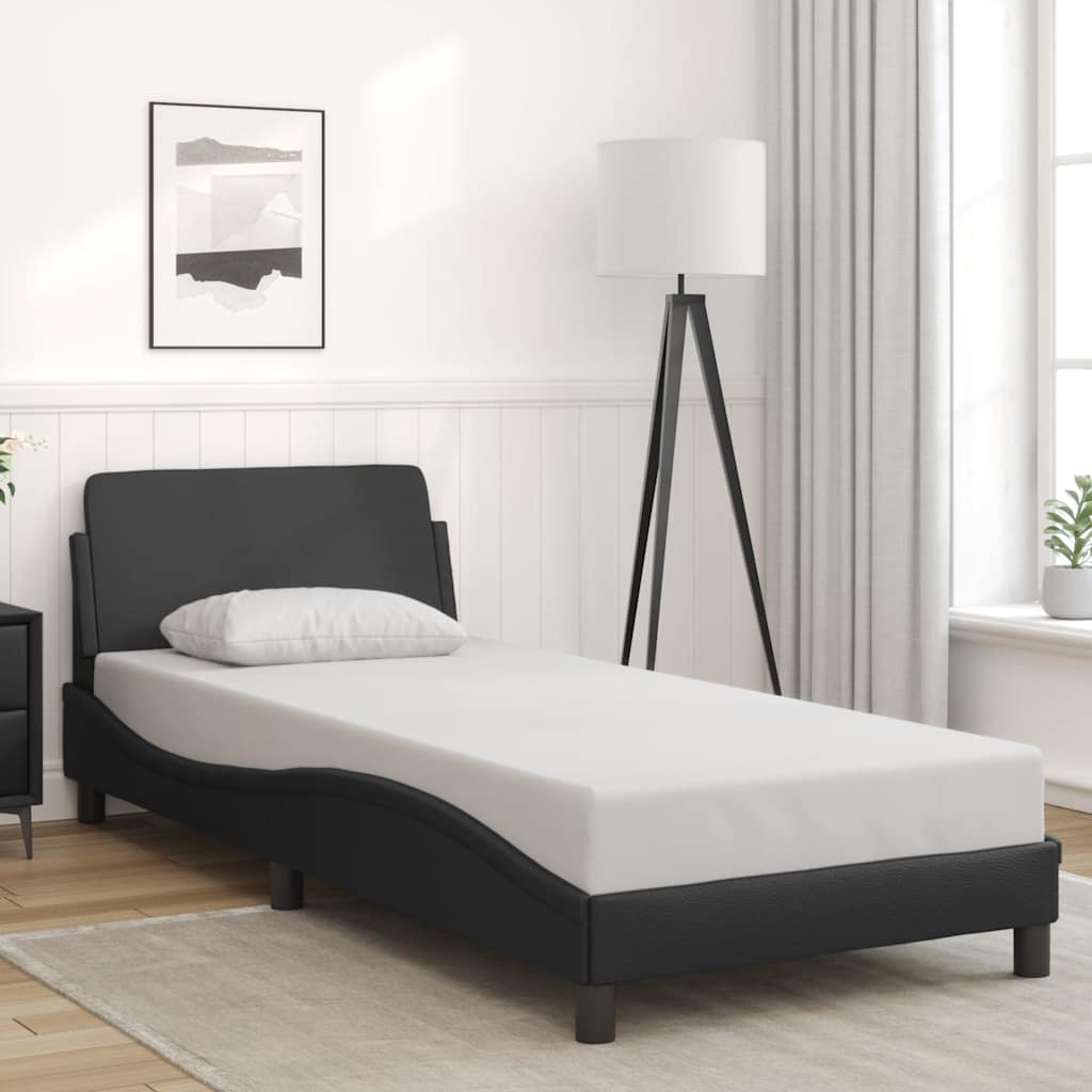 Bettgestell Dover Schwarz-Weiß 90x190 cm Kunstleder