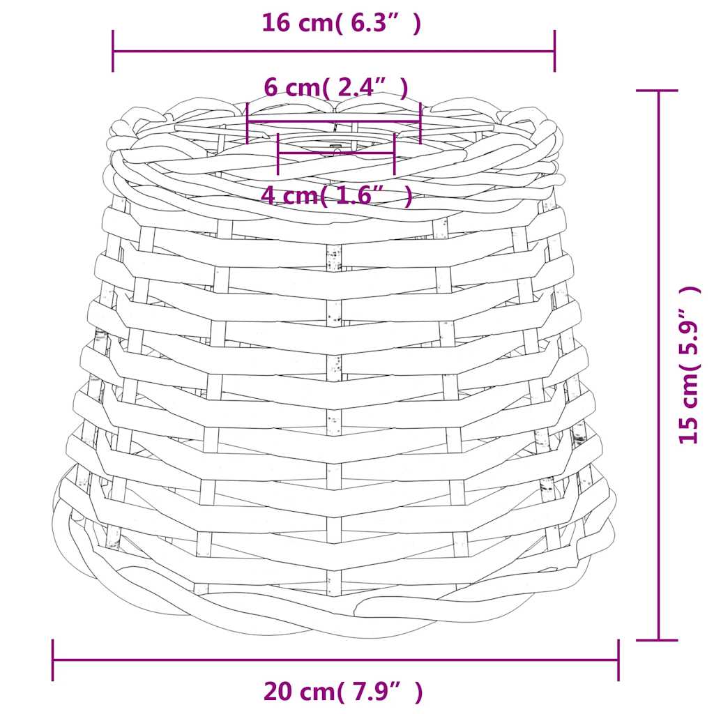 Lampenschirm Weiß Ø15x12 cm Korbweide