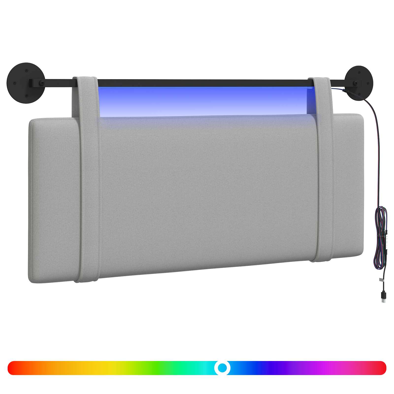 Hängendes Kopfteil Mit LED Licht Wolkengrau Stoff