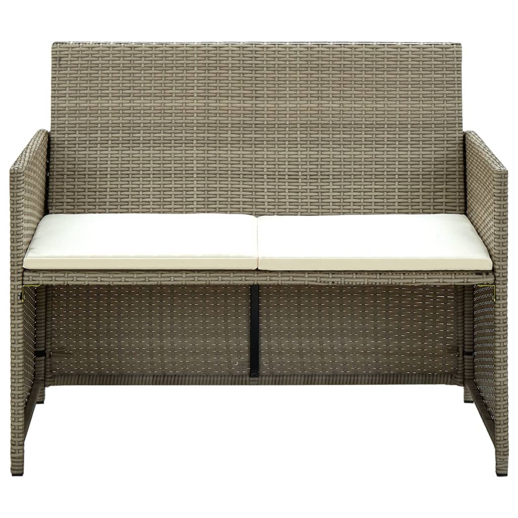 2-Sitzer-Gartensofa mit Polstern Braun Poly Rattan
