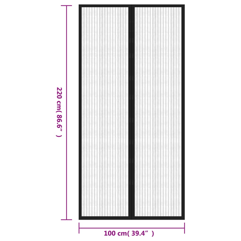 Fliegengitter-Türvorhänge 2 Stk. Magnet Schwarz 200x80 cm