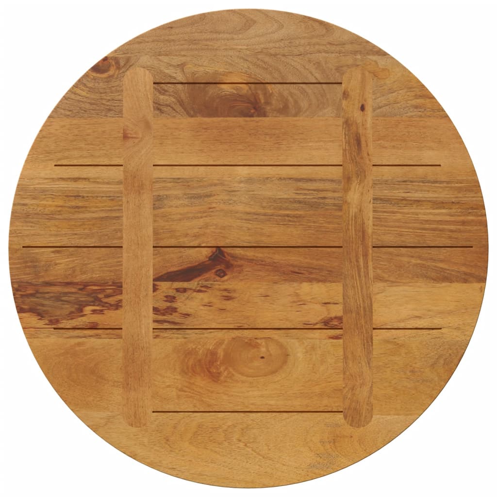 Tischplatte Ø 40x2,5 cm Rund Raues Massives Mangoholz