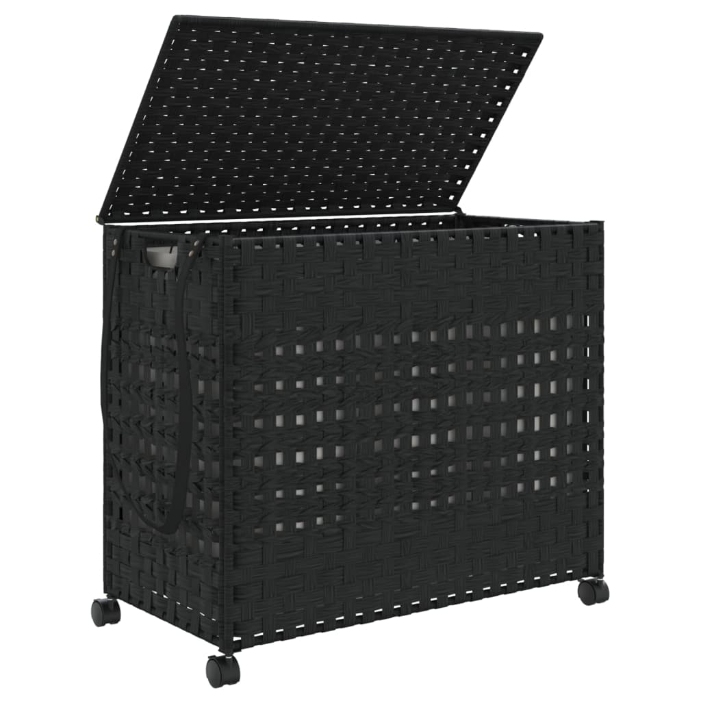 Wäschekorb mit Rollen 66x35x60 cm Rattan