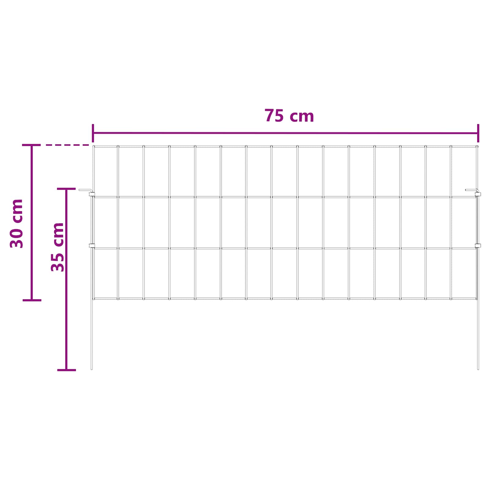 Gartenzaun mit Pfählen 12 pcs 35 x 30 cm Mesh Verzinkter Stahl
