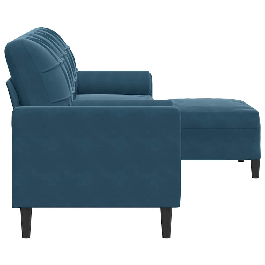 3-Sitzer-Sofa mit Hocker Hellgrau 180 cm Samt
