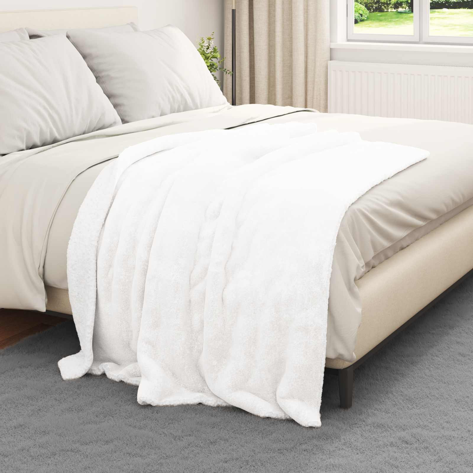 Überwurfdecke Beige 130 x 150 cm Fleece