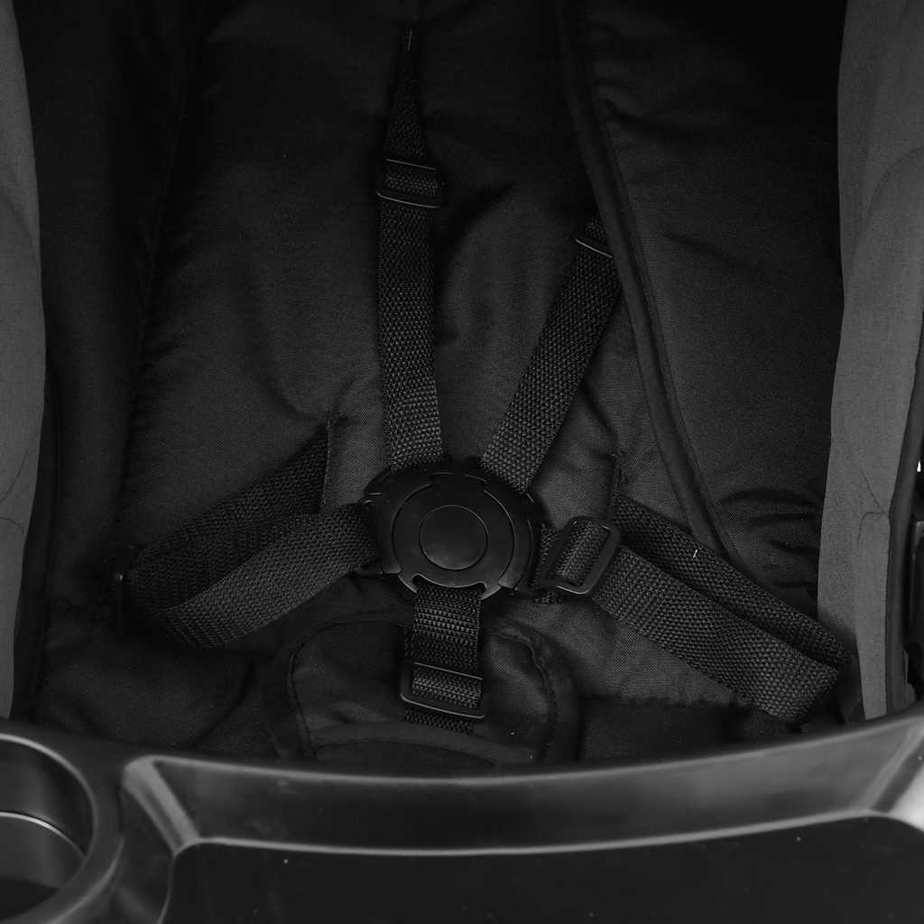 2-in-1 Kinderwagen Hellgrau und Schwarz Stahl