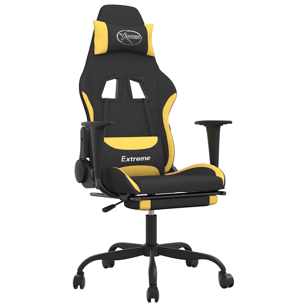 Gaming-Stuhl mit Massagefunktion Schwarz und Creme Stoff