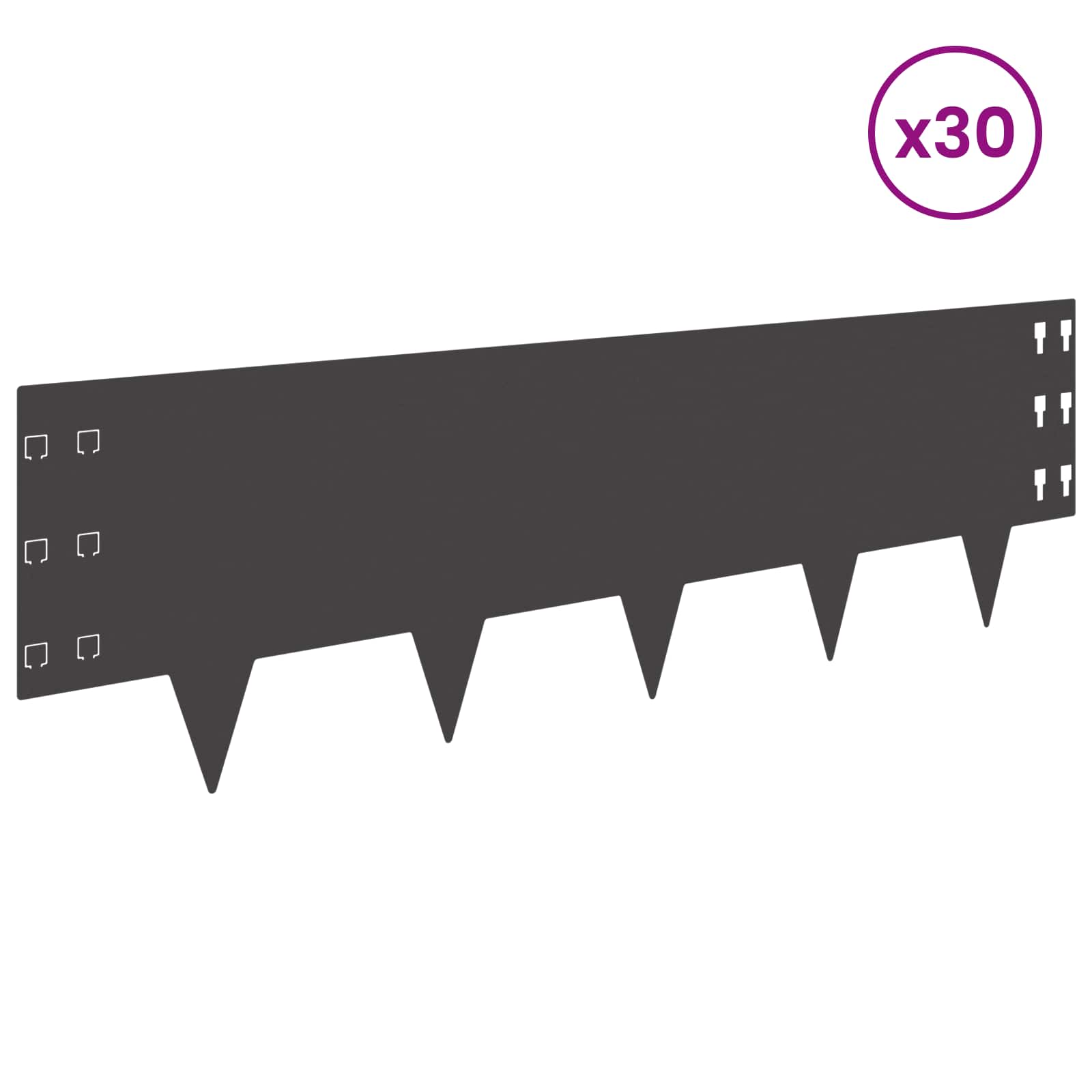 Raseneinfassung 10 pcs 100 x 12 cm Stahl Schwarz