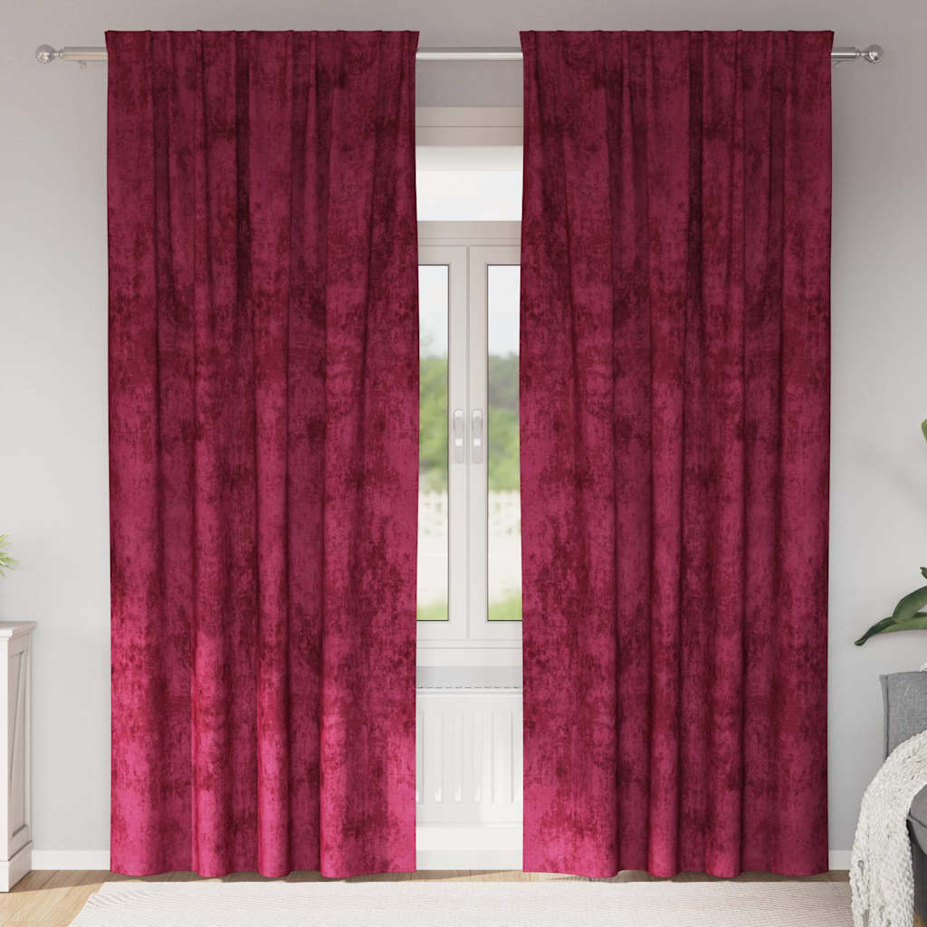 Samtvorhänge mit Vorhängen 2 pcs Weinrot 140 x 140 cm Samt