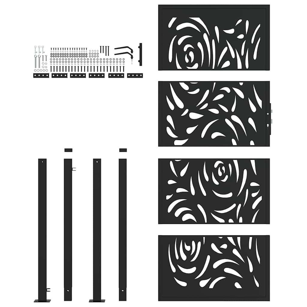 Gartentor Schwarz 100x100 cm Stahl Lichtdesign