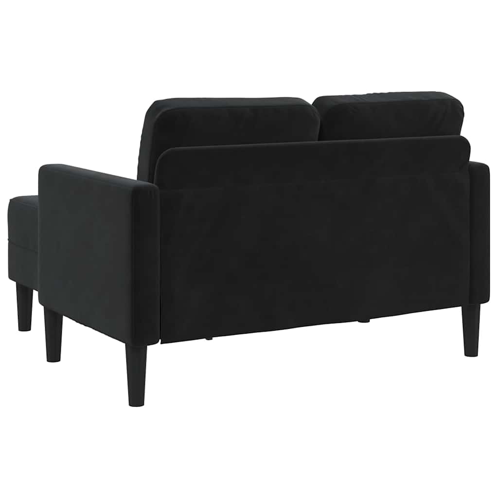 2-Sitzer-Sofa mit Chaiselongue L-Form Blau 125 cm Samt