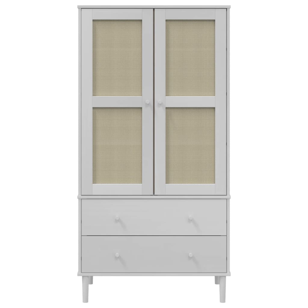 Kleiderschrank SENJA Rattan-Optik Braun 90x55x175cm Kiefernholz