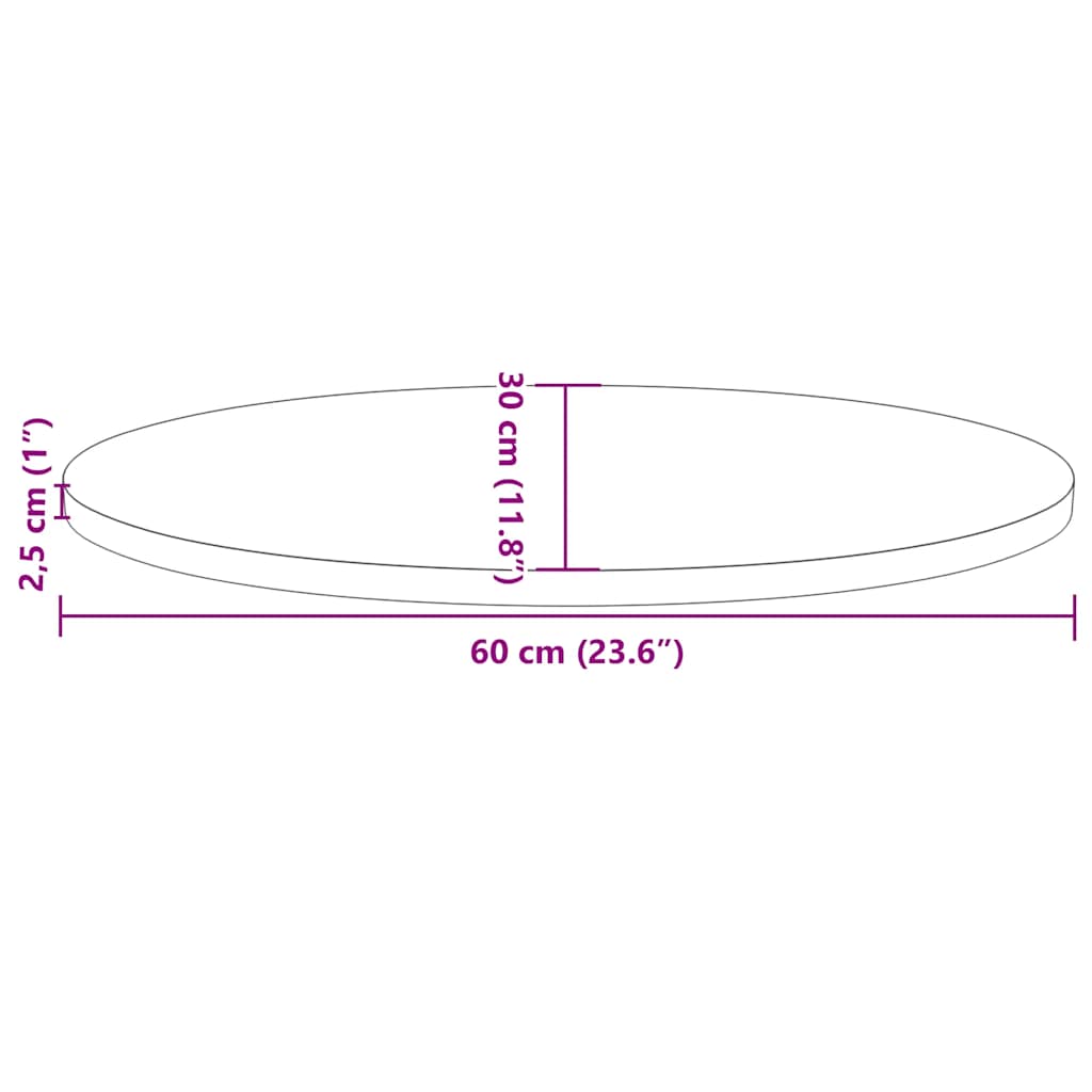 Tischplatte 70x35x2,5 cm Massivholz Kiefer Oval