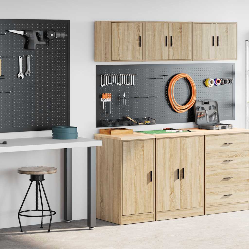 Garagenschränke 2 Stk. Schwarz Holzwerkstoff