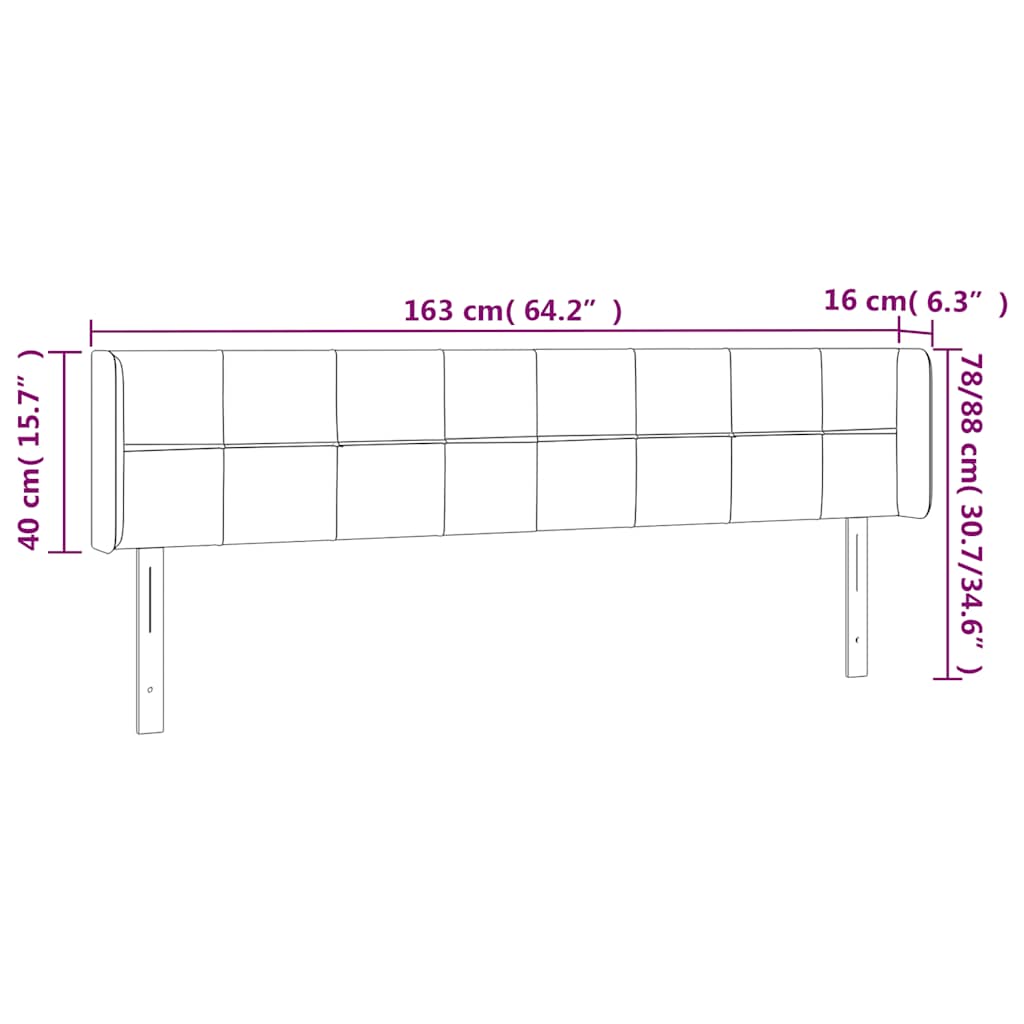 Kopfteil mit Ohren Dunkelblau 93x16x78/88 cm Samt