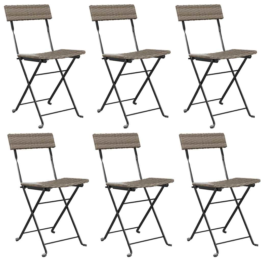 Bistrostühle 4 Stk. Klappbar Schwarz Poly Rattan und Stahl