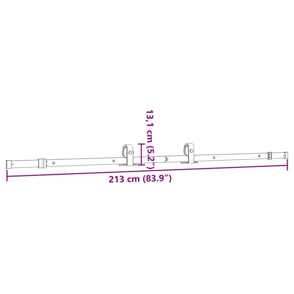 Schiebetürbeschlag-Set 183 cm Stahl Schwarz