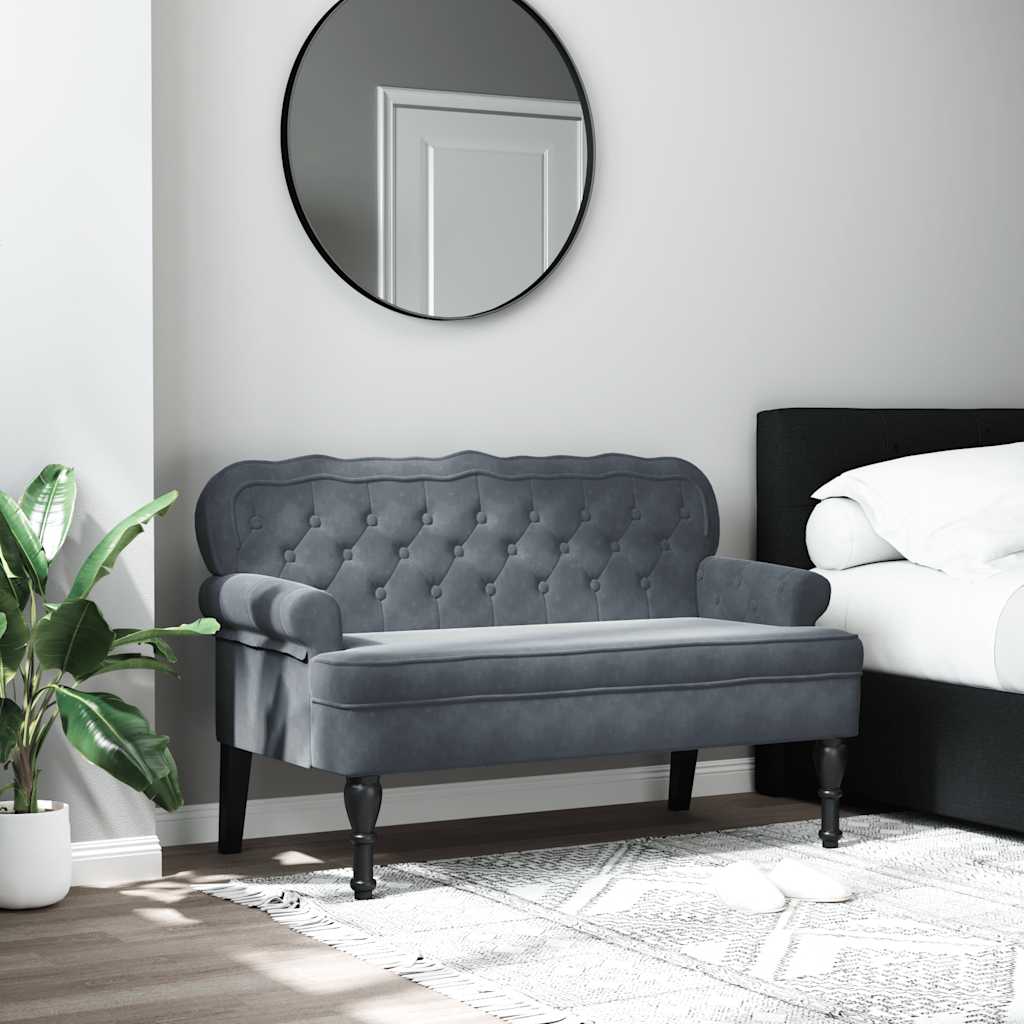 Sitzbank mit Rückenlehne Dunkelgrau 119,5x64,5x75 cm Samt