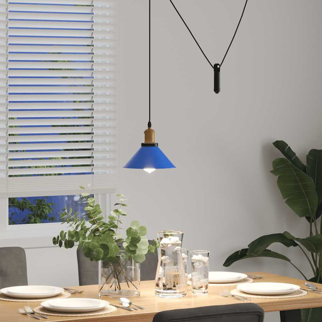 Pendelleuchte Höhenverstellbar E27 Schwarz Glänzend Ø 22 cm
