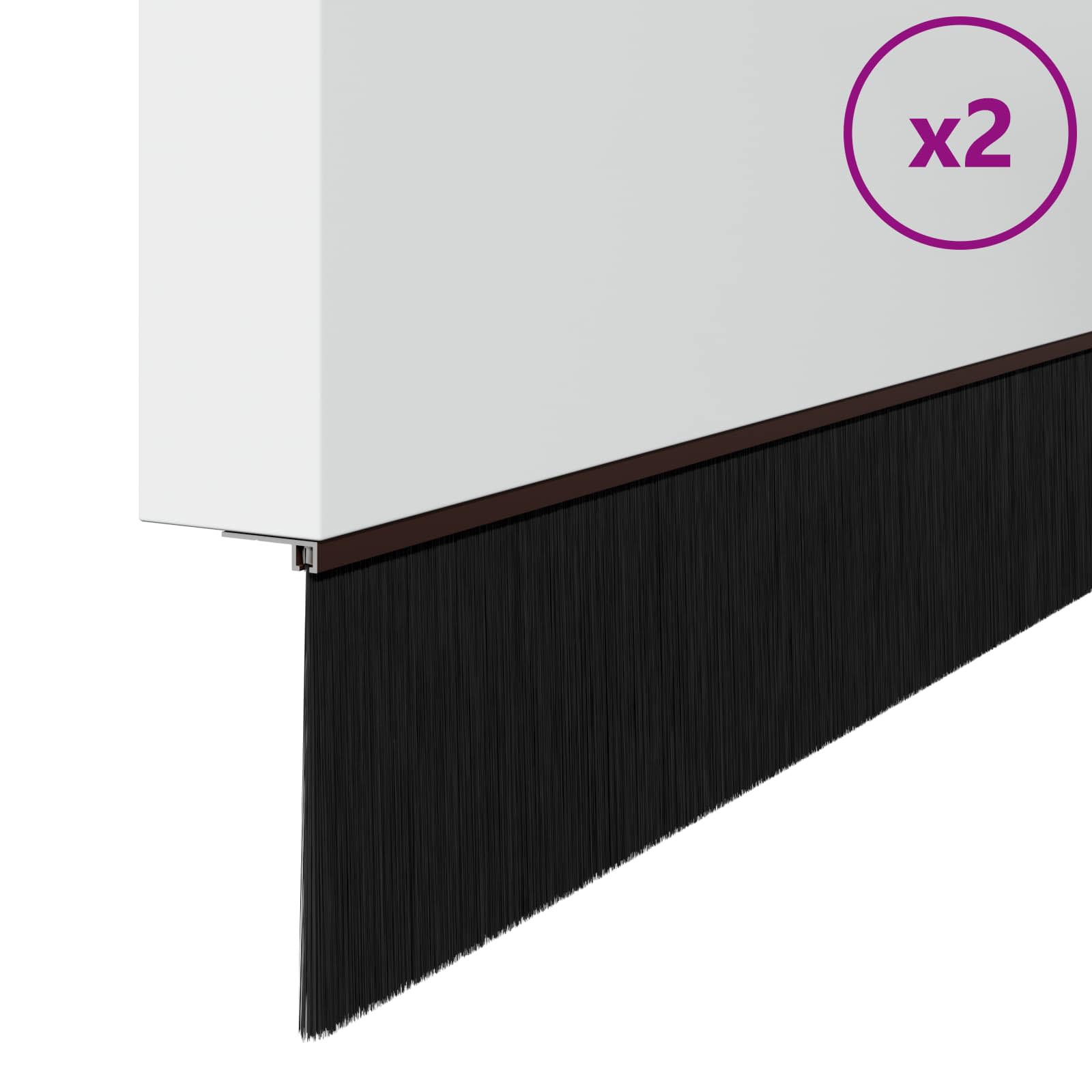 Selbstklebende Türbürstendichtungen 2 pcs Braun 100 cm