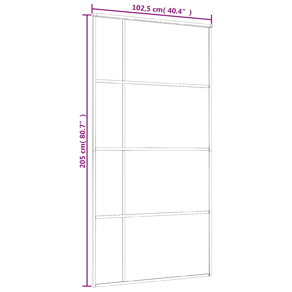 Schiebetür ESG-Glas und Aluminium 76x205 cm Schwarz