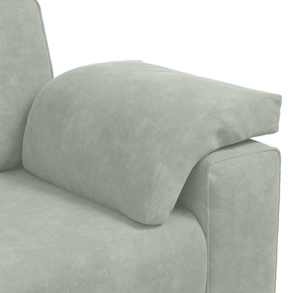 2-teiliges Sofa-Set mit Kissen, hellgrauer Samt