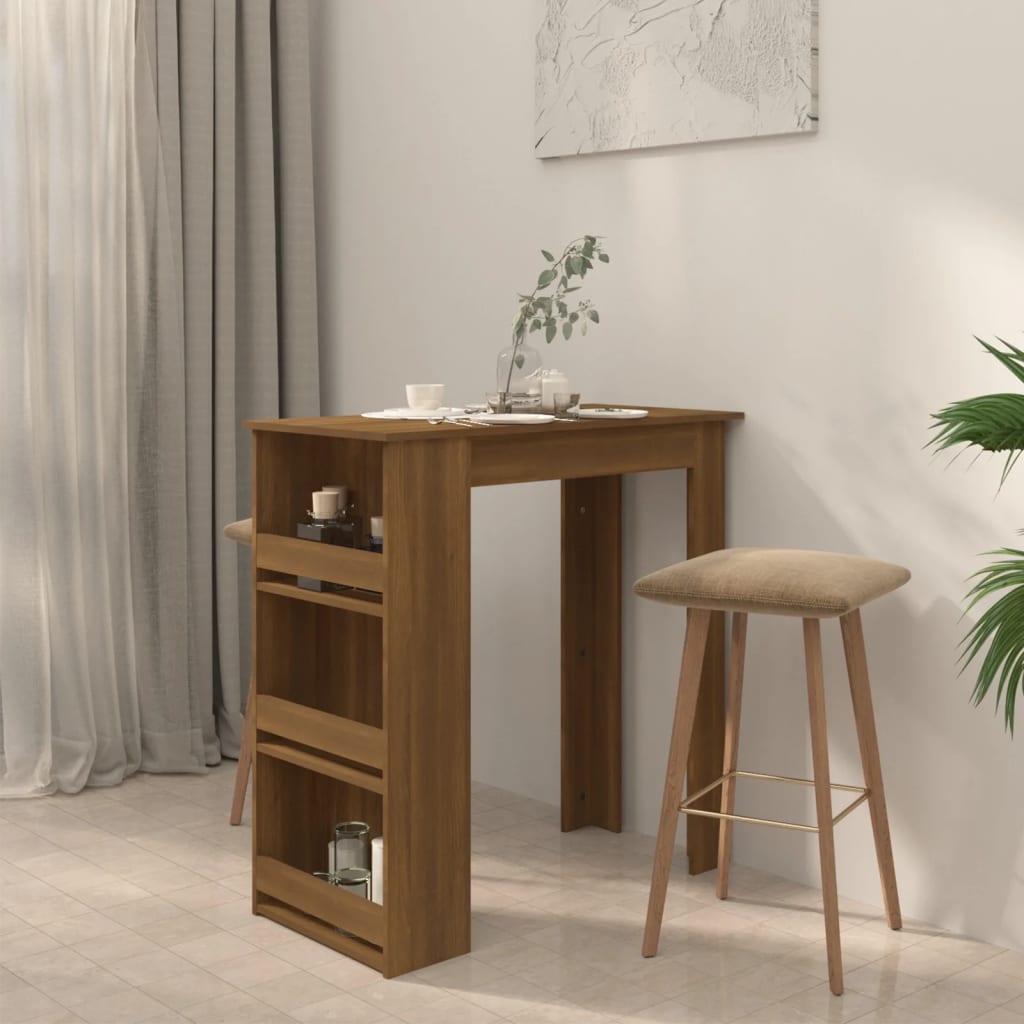 Bartisch mit Ablagefläche Weiß 102x50x103,5 cm Holzwerkstoff